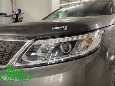 Kia Sorento XM, замена ксеноновых линз на светодиодные Aozoom A4+ + полировка и бронирование стекол фар - фото 10