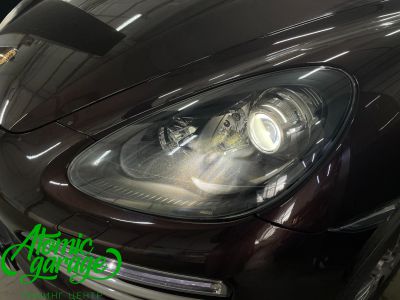 Porsche Сayenne 958, установка 4-х Bi-led линз + покраска масок фар  - фото 3