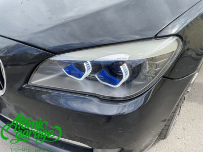 BMW 7 FO1, замена ксеноновых линз на светодиодные Аozoom a4 + замена штатных колец на ромбовидные - фото 13