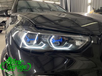 BMW X5 G05, покраска масок фар в черный мат и нанесение лазерной гравировки  - фото 17