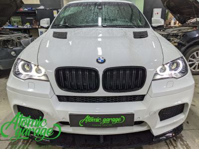 BMW X6M E71, установка 4 светодиодных линз Aozoom а3+ замена штатных ангельских глазок  - фото 15