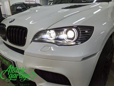 BMW X6M E71, установка 4 светодиодных линз Aozoom а3+ замена штатных ангельских глазок  - фото 14