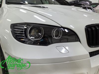 BMW X6M E71, установка 4 светодиодных линз Aozoom а3+ замена штатных ангельских глазок  - фото 11