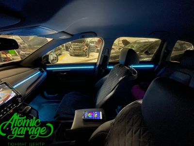 Honda CRV 5, контурная подсветка салона Ambient Light + подсветка ниш ног  - фото 7