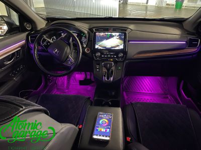 Honda CRV 5, контурная подсветка салона Ambient Light + подсветка ниш ног  - фото 5