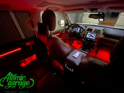 Lexus GX460, контурная подсветка салона + подсветка карманов дверей и ниш ног  - фото 3