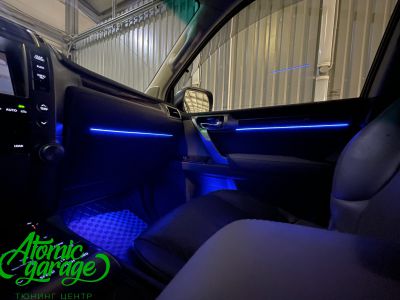 Lexus GX460, контурная подсветка салона + подсветка карманов дверей и ниш ног  - фото 4