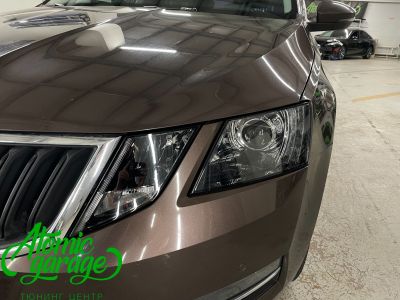 Skoda Octavia A7 рестайлинг, установка светодиодных линз Aozoom A17 + восстановление стекол фар  - фото 8