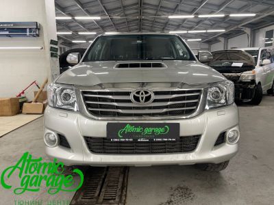 Toyota Hilux, установка светодиодных линз Aozoom A15 4300K + полировка и бронирование стекол фар  - фото 8