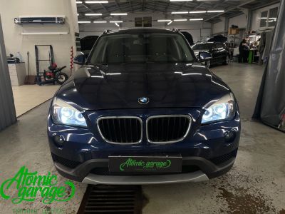 BMW X1 e84, установка светодиодных линз Aozoom a17 + установка светодиодных колец ДХО  - фото 6