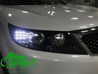 Kia Sorento XM, замена линз на Bi-led Optima Pro + ходовые огни - фото 24