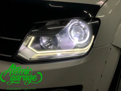 Volkswagen Amarok, установка линз Bi-led Optima Pro + лампы H15 - фото 3
