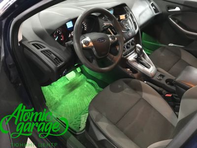Ford Focus 3, установка линз Bi-led Optima Adaptive + RGB подсветка ниш ног - фото 17