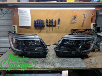 Ford Explorer 5 рестайлинг, линзы Bi-Led Diliht Tendel + детейлинг стекол - фото 4