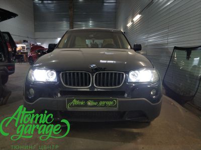 BMW X3 E83, установка линз Bi-led Diliht Tendel + Led ангельские кольца - фото 11