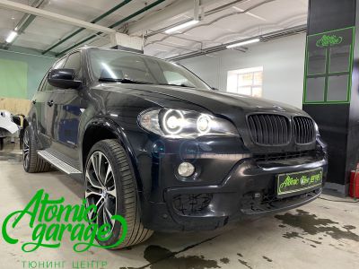 BMW X5 E70, установка 4-х линз Bi-led Diliht + новые кольца + новые стекла - фото 19