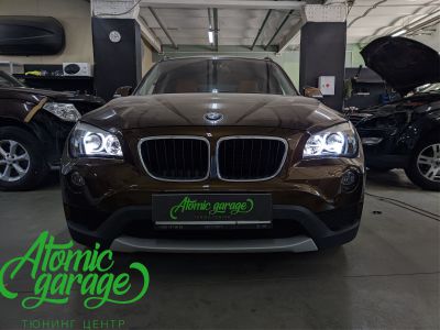 BMW X1 E84, установка светодиодных линз Aozoom Dragon + angel eyes + восстановление стекол - фото 10
