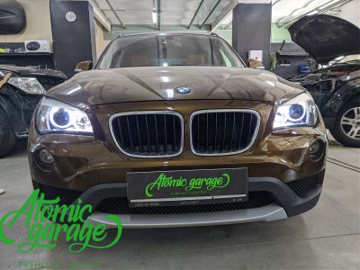 BMW X1 E84, установка светодиодных линз Aozoom Dragon + angel eyes + восстановление стекол - фото 12