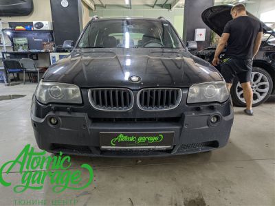 BMW X3 E83, замена линз на светодиодные Diliht Novem + ангельские глазки + восстановление стекла фар - фото 1