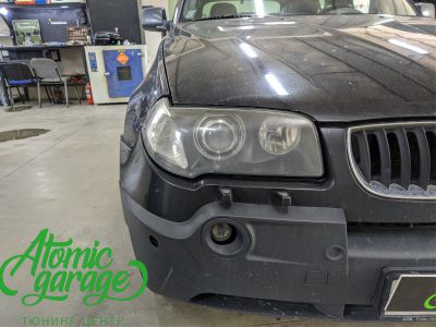 BMW X3 E83, замена линз на светодиодные Diliht Novem + ангельские глазки + восстановление стекла фар - фото 2