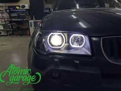BMW X3 E83, замена линз на светодиодные Diliht Novem + ангельские глазки + восстановление стекла фар - фото 6