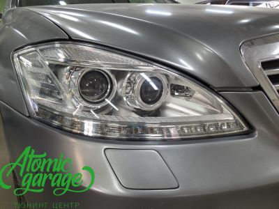 Mercedes Benz S W221, замена линз на светодиодные Aozoom Laser + восстановление стекол - фото 11