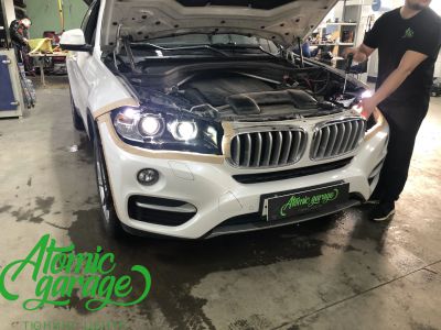 BMW X6 F16, установка светодиодных линз MTF NA вместо фальшь + перебронь стекол - фото 5