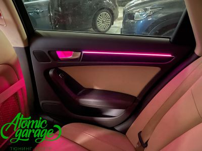 Audi A4 B8, контурная подсветка Ambient Light + замена ремней безопасности на цветные - фото 15