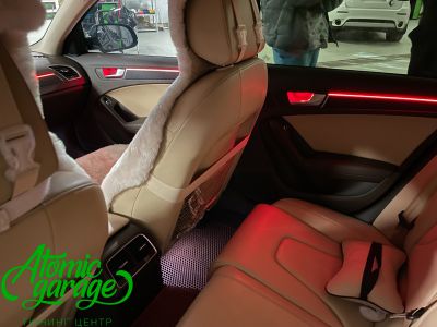 Audi A4 B8, контурная подсветка Ambient Light + замена ремней безопасности на цветные - фото 17
