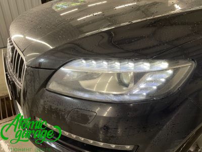 Audi Q7, установка светодиодных линз Aozoom A4+ + полировка и бронирование стекол фар - фото 3