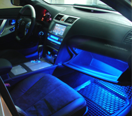 Светодиодная подсветка салона и зоны ног автомобиля 4 модуля 36 LED синяя