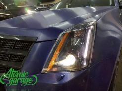 Cadillac CTS, замена штатных линз на светодиодные Diliht Novem+ покраска масок фар