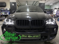 BMW X5 E70, установка 4-х линз Bi-led Diliht + новые кольца + новые стекла